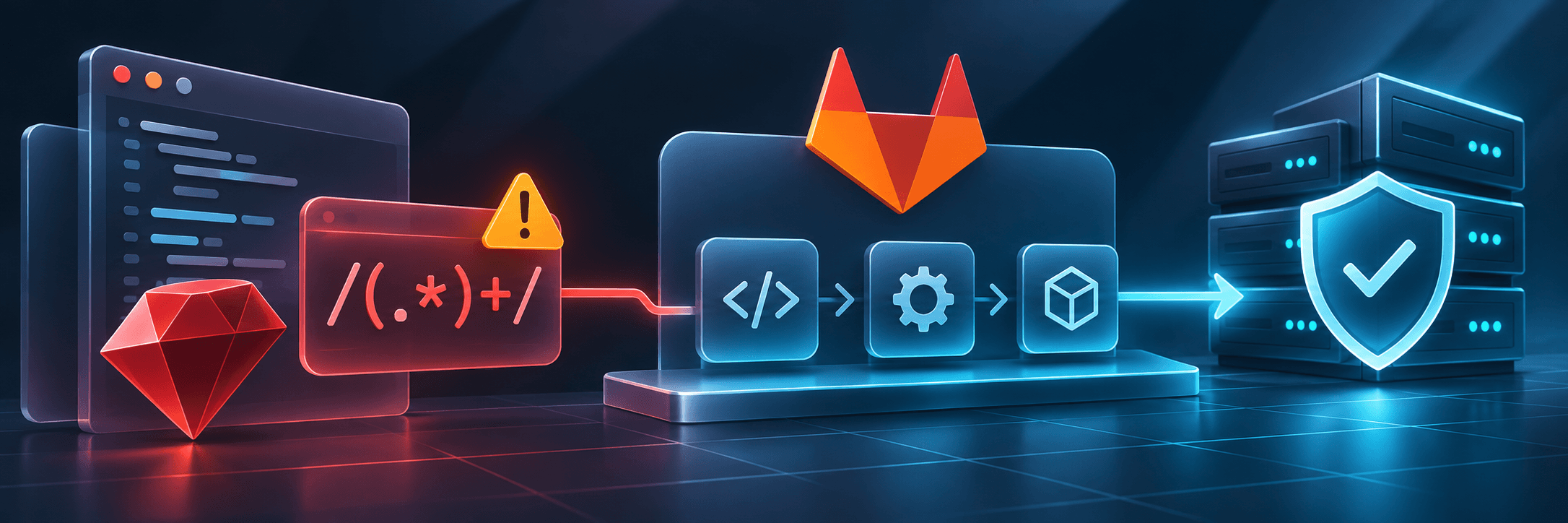 Ruby regular expression security flaws, a GitLab CI/CD pipeline, and protected server infrastructure